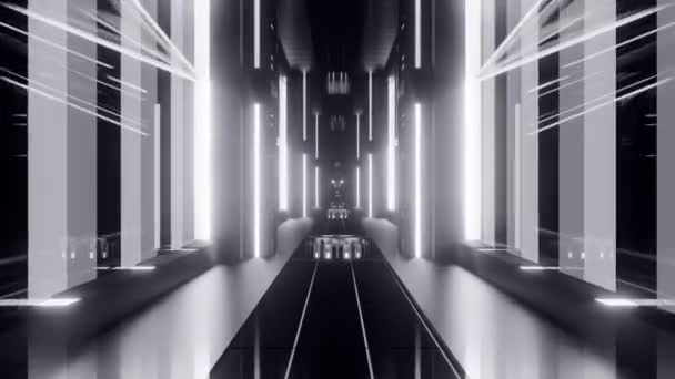 Animaciones Patrones Túneles Futuristas Colores Vibrantes Blanco Negro — Vídeo de stock