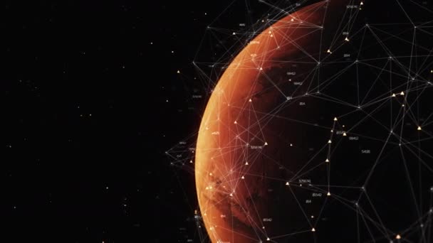 Återgivning Futuristiska Globala Förbindelser Runt Planeten Mars Realistisk Kosmisk Bakgrund — Stockvideo