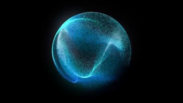 Μπλε Σφαίρα Ενέργειας Σωματιδίων Αφηρημένη Τεχνολογία Επιστήμη Μηχανική Και Τεχνητή — Αρχείο Βίντεο