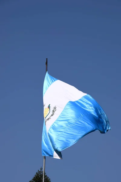 Flag Guatemala Declared National Symbol August 1871 Coat Arms Waving — Φωτογραφία Αρχείου