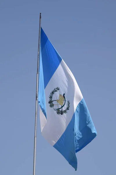 Flag Guatemala Declared National Symbol August 1871 Coat Arms Waving — Stock Photo, Image