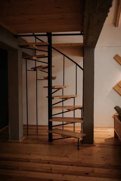 Vertical Shot Simple Wooden Staircase House — Φωτογραφία Αρχείου