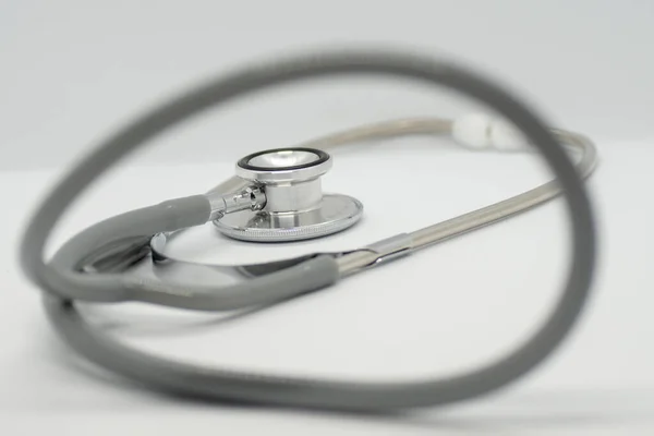 Closeup Shot Gray Metallic Stethoscope — Stock fotografie