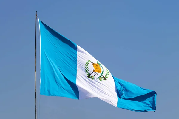 Flag Guatemala Declared National Symbol August 1871 Coat Arms Waving — Foto de Stock