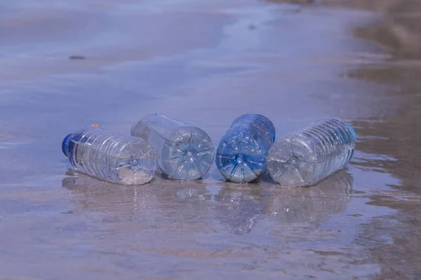 Plastic Bottle Waste Beach Environmental Pollution Concept — Stock Photo, Image