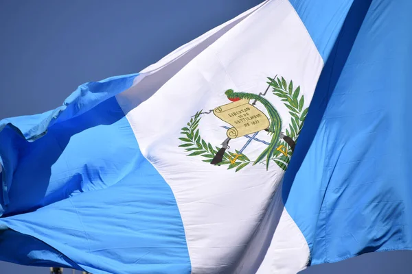 Flag Guatemala Declared National Symbol August 1871 Coat Arms Waving — Fotografia de Stock