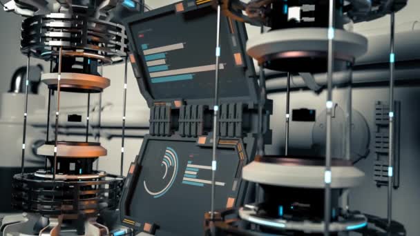 Futuristic Generic Laboratory Equipment Displays Rendering — Stock Video