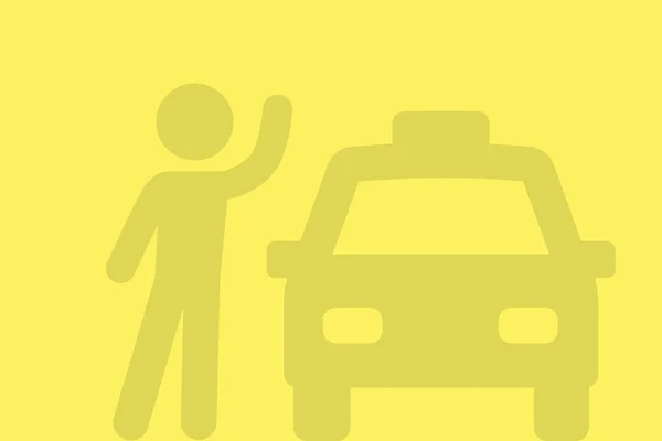 Человек Ловящий Такси Жёлтом Фоне — стоковое фото
