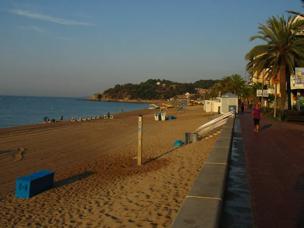 Lloret Mar Espanha Agosto 2013 Uma Praia Areia Lloret Mar — Fotografia de Stock