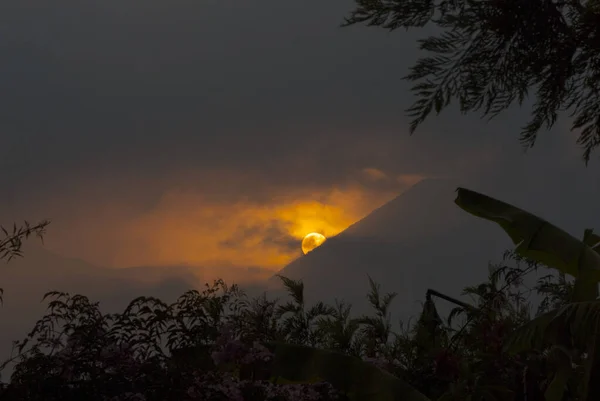 Coucher Soleil Dans Guatemala Rural Coucher Soleil Spectaculaire Coloré — Photo