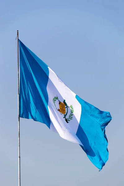 Flag Guatemala Declared National Symbol August 1871 Coat Arms Waving — Foto de Stock