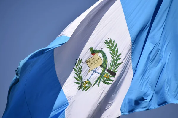 Flag Guatemala Declared National Symbol August 1871 Coat Arms Waving — Stock fotografie