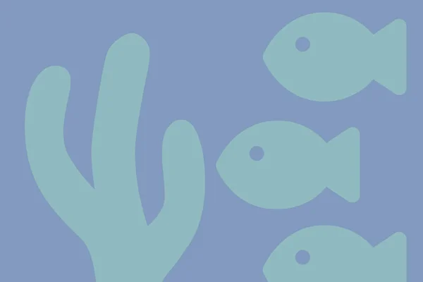 Tre Pesci Che Nuotano Sott Acqua Sfondo Blu — Foto Stock