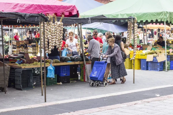 レオン スペイン 2015年7月22日 スペインのレオン市内の超特徴的な市場で購入する人々 — ストック写真