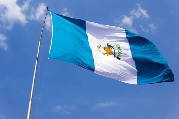 Flag Guatemala Declared National Symbol August 1871 Coat Arms Waving — Foto de Stock