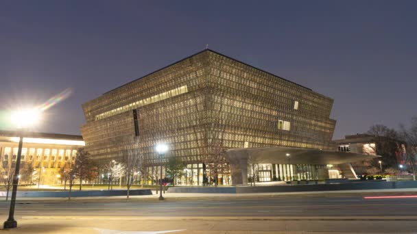 Washington Marzo 2021 Lapso Tiempo Nocturno Del Museo Historia Afroamericano — Vídeo de stock