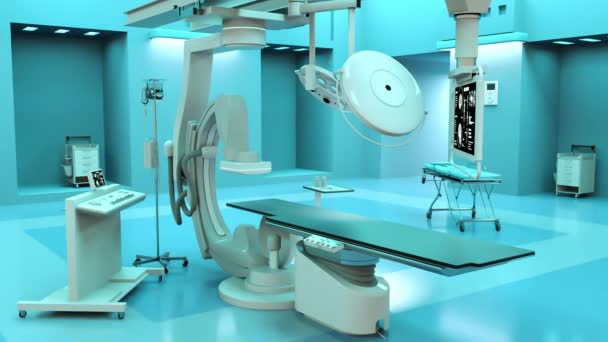 Escáner Médico Rayos Una Habitación Hospital Fondo Azul Genérico Movimiento — Vídeo de stock