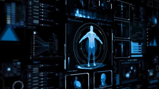 Scanner Hud Medico Astratto Blu Infografica Sulla Salute Futuristica Elementi — Video Stock