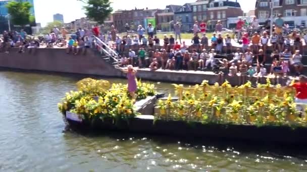 Нидерланды Делфт Августа 2018 Года Парад Яхт Westland Boat Parade — стоковое видео