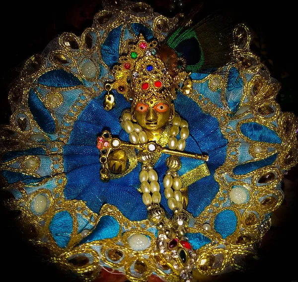 Krišna Hlavní Bůh Hinduismu Uctíván Jako Osmý Avatar Višnu Bohem — Stock fotografie