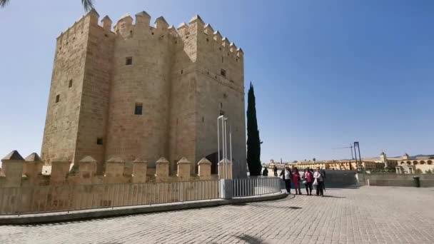 Uitzicht Historische Boog Van Torre Calahorra Cordoba Spanje — Stockvideo