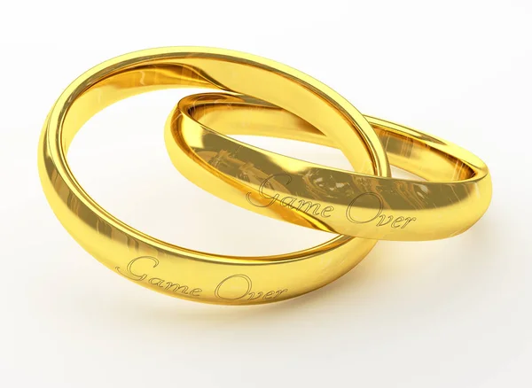 Two Golden Wedding Rings Writings Game Them — Stock Fotó