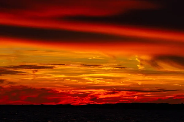 Dramatic Sunset View Dark Red Sky — Stock Photo, Image