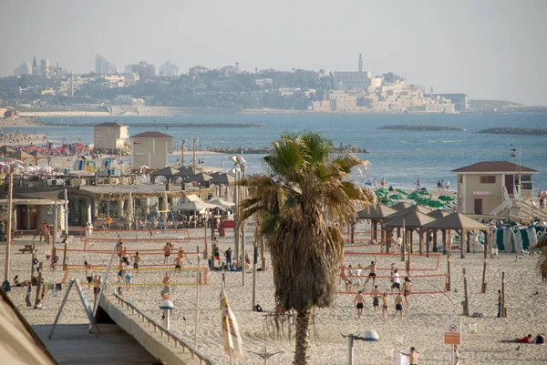 Tel Aviv Israel Maja 2021 Osoby Korzystające Wakacji Plaży Tel — Zdjęcie stockowe