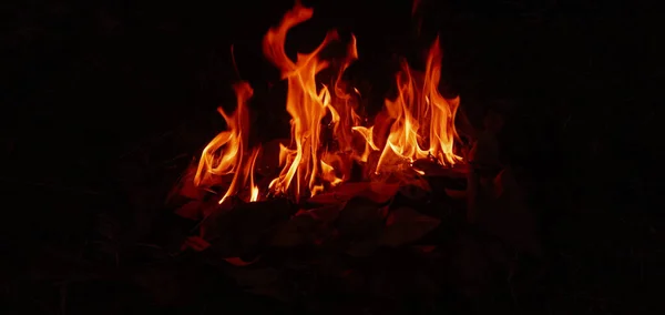 Gros Plan Beau Feu Brûlant Dans Obscurité Capturé Australie — Photo