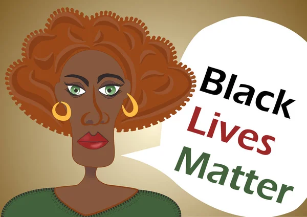 Ilustrasi Protes Seorang Wanita Afrika Dengan Pesan Black Lives Matter — Stok Foto