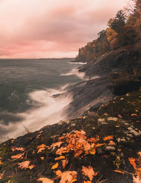 Beautiful View Stormy Sea Peak Rocky Cliff — 스톡 사진