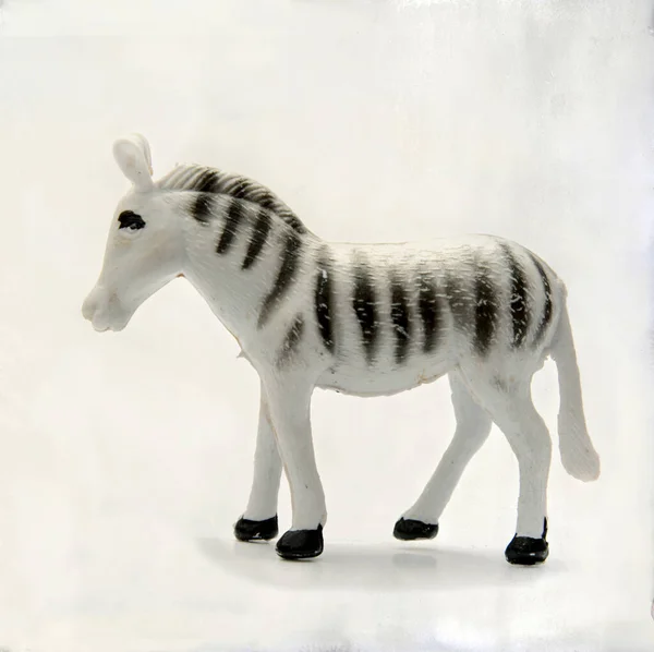 Een Close Van Een Plastic Zebra Speelgoed Voor Kinderen — Stockfoto