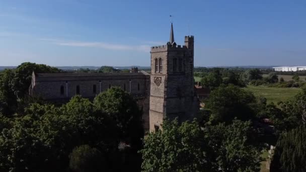 Approchant Lentement Tour Église Abbatiale Sainte Marie Sainte Hélène Elstow — Video