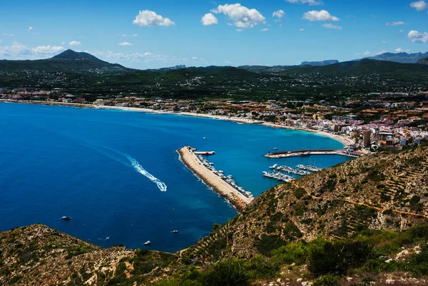 Javea Spanyolország 2021 Május Javea Portjának Panoramikus Vizsgálata Mountain Vizsgálatból — Stock Fotó