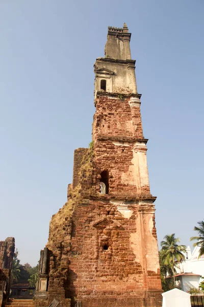 Une Verticashot Des Ruines Tour Saint Augustin Bainguinim Inde — Photo