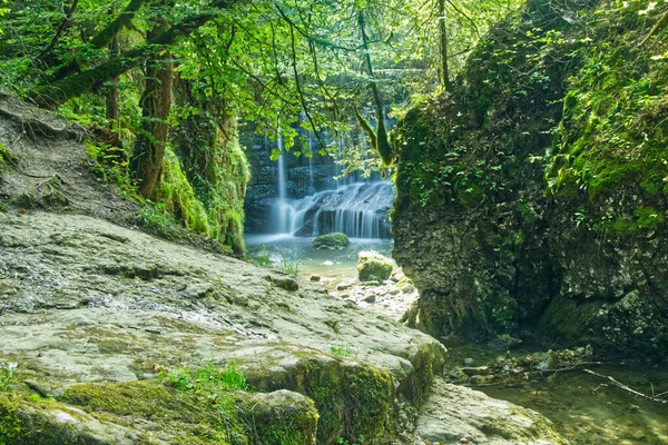 Detailní Záběr Krásné Krajiny Geratser Vodopádem Allgau Německu — Stock fotografie