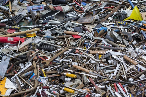 Veel Verschillende Roestige Metalen Gereedschappen — Stockfoto