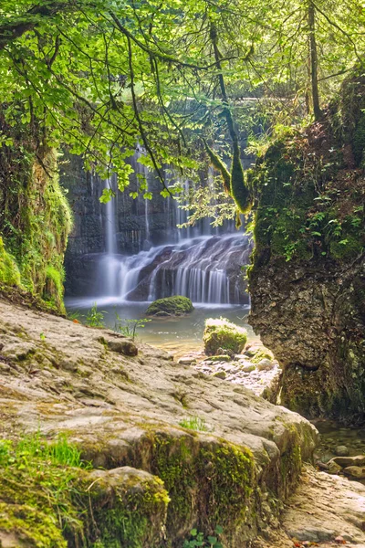 Een Verticale Opname Van Geratser Waterval Allgau Duitsland — Stockfoto