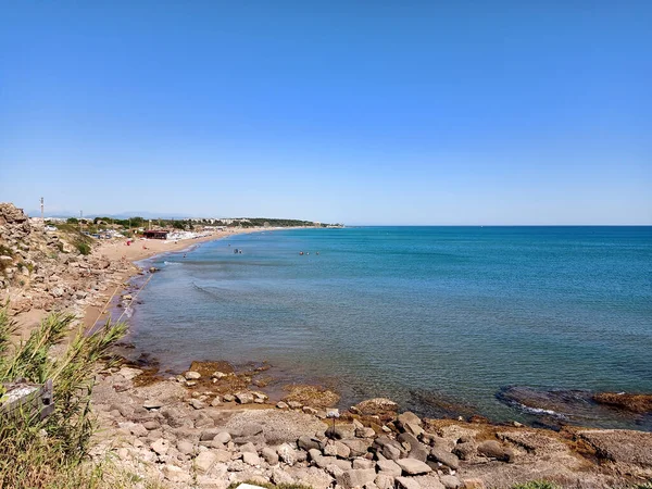 Natural View Rocky Coast Clear Blue Sky Summertime — Foto de Stock