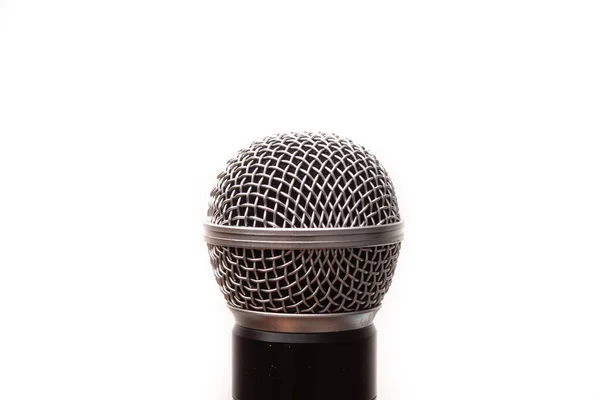 Nahaufnahme Eines Mikrofons Isoliert Auf Weißem Hintergrund — Stockfoto
