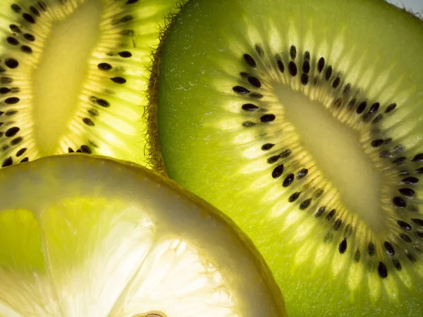 Kiwi Cytrynowe Kliny Makro Zbliżenie — Zdjęcie stockowe