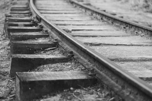 Grayscale Shot Railroad Tracks — Stock Photo, Image