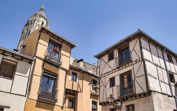 Huizen Van Middeleeuwse Architectuur Oude Wijk Van Segovia Spanje — Stockfoto