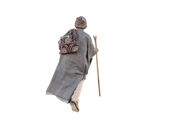 Una Vista Trasera Del Viajero Musulmán Derviche Caminando Con Alforjas —  Fotos de Stock