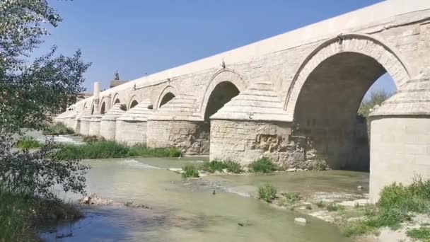 Die Römische Brücke Über Den Guadalquivir Cordoba Spanien — Stockvideo