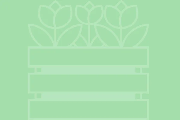 Outline Potted Flowers Green Background — 스톡 사진