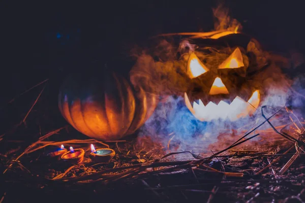 Egy Közeli Kép Tök Mint Egy Halloween Dekoráció — Stock Fotó