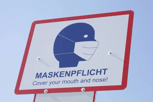 Sign Maskenpflicht Mask Requirement Cover Your Mouth Nose Hamburg Germany — 图库照片