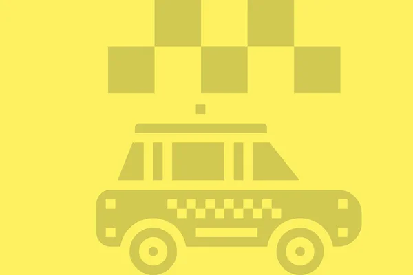 黄色の背景にシンプルなタクシーイラスト — ストック写真