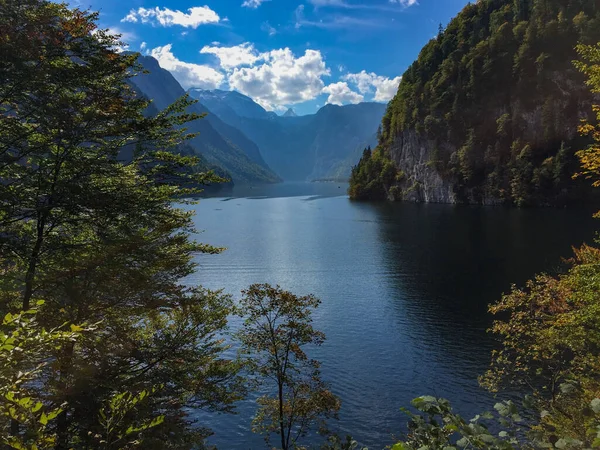 Naturaleza Intacta Vista Desde Malerwinkel Cerca Schoenau Sobre Lago Koenigssee —  Fotos de Stock